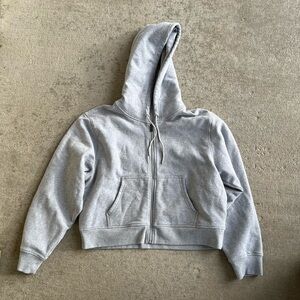 Athleta the forever fleece full zip sweatshirt heather grey fleece hoodie